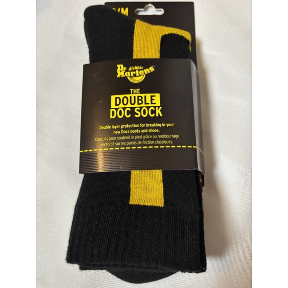 Dr. Martens Double Doc Sock Black Yellow Size S/M • Double Layer Boot Socks NWT - Picture 2 of 3